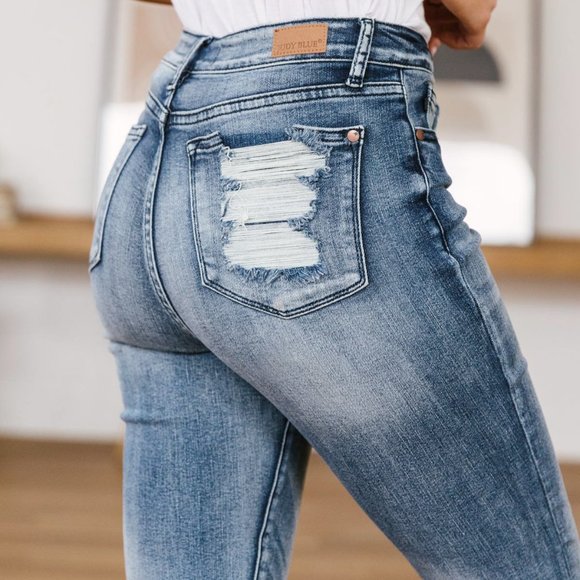 Judy Blue Denim - Judy Blue Chase Raw Hem Relaxed Fit Jeans 88191